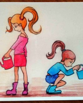 Carte postale A6 "Les hortensias de Rose et Bleuenn"